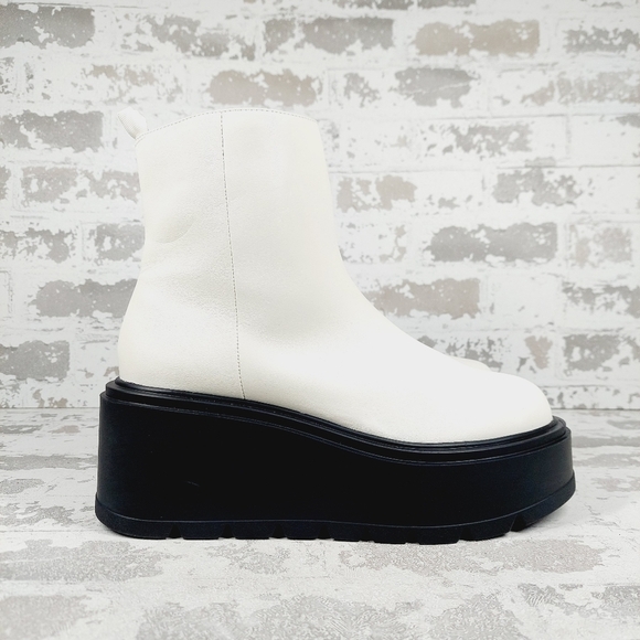 New Bp Milo White Vegan Zip Up Platform Ankle Boots i19 - Picture 5 of 15